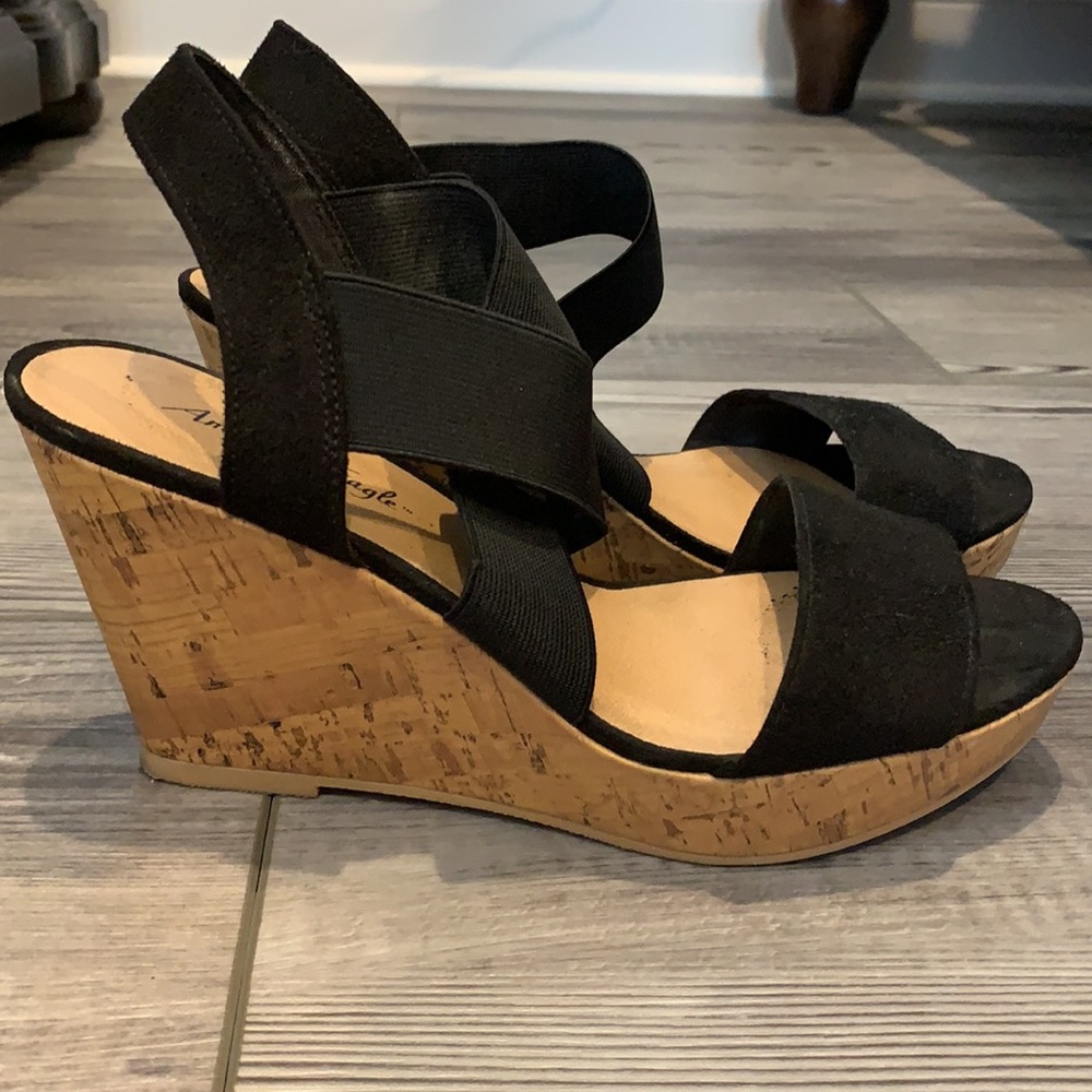 Black brushed suede sandal size 7.5